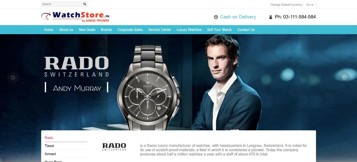 Watch Store website